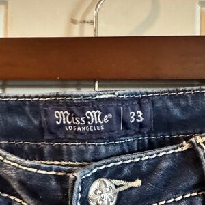 Miss Me Dark Navy Denim Jeans with Contrast Stitching